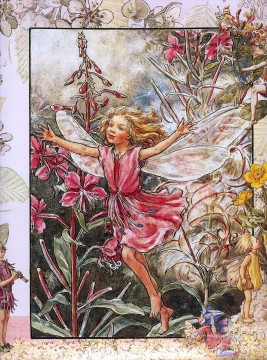 ファンタジー Painting - バラ月桂樹のハーブの妖精ファンタジー